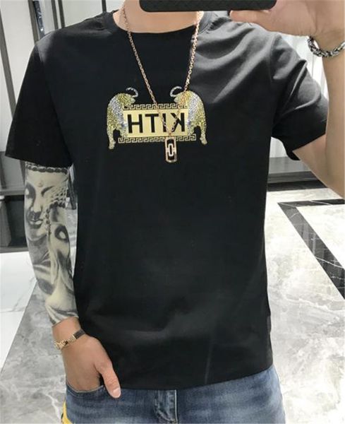 

KITH Hot Stamping Leopard Print Mens Tshirts Summer Short Sleeve Gold Letters Mens Tops Fashion Male Tees