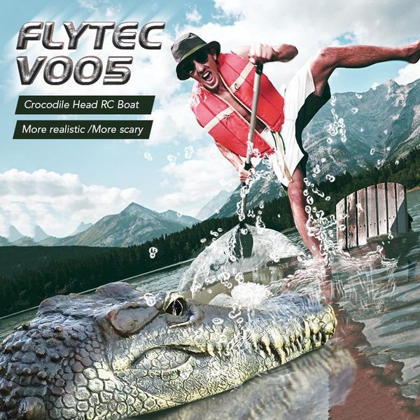 

flytec v005 crocodile head rc boat 2.4g electric simulation vehicles rtr model funny children toys y200317