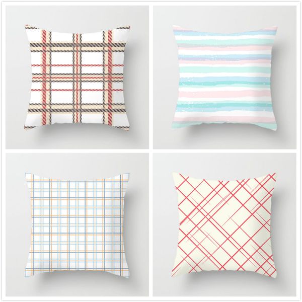 

fuwatacchi color pink stitching pillow case cute geometric printed cushion cover for sofa home car decoration pillowcases 2019