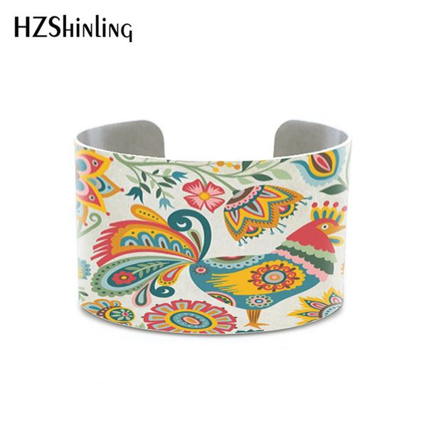 

new polish folk style love bangle wycinanki flower bracelet love birds floral lace heart art print jewelry botanical, Black