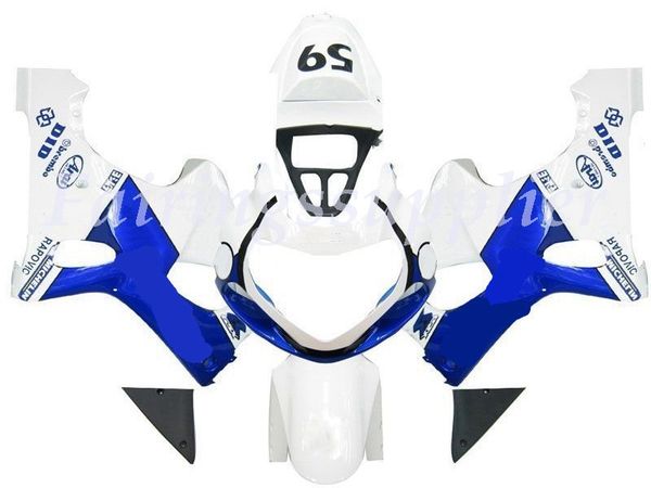 

новый (литье под давлением) abs обтекатель комплекты подходят для (suzuki gsxr 1000) 2000 2001 2002 r1000 обтекатели набор белый синий no6