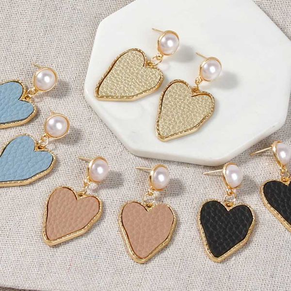 

korean version of the new love earrings temperament short pu leather earrings fashionable personality simple, Silver