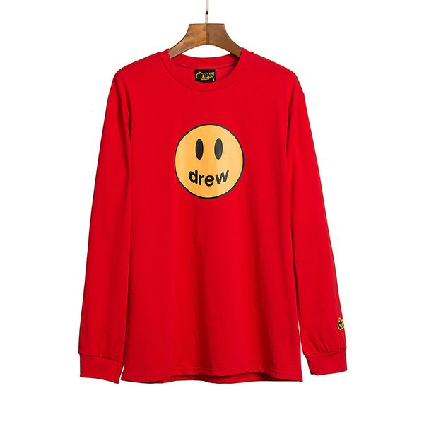 

2020 new mens designer tshirt drew high street mens and womens long sleeve round neck cotton tee asian size s-xl, White;black