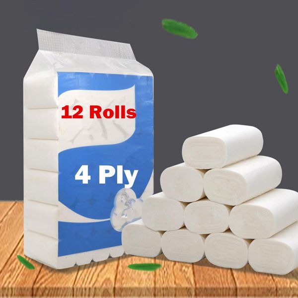 

white toilet paper 12 rolls bulk tissue 4 ply individually wrap bath tissue bathroom ultra strong soft paper compressed flush
