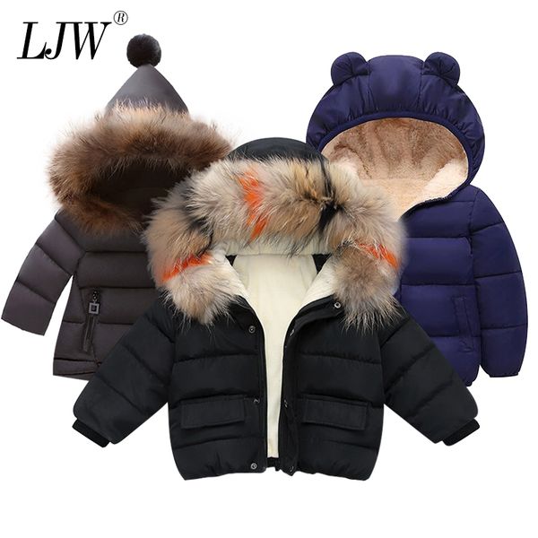 

fashion baby jackets fur collar autumn winter kids warm hoodies jacket children outerwear girl coat boys girls clothe t200117, White