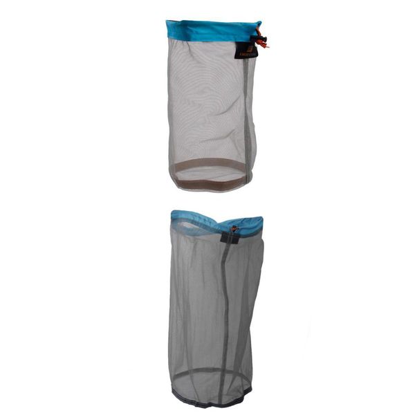 

2 pieces mesh drawstring bag mesh stuff sack for camping outdoor sports s+xl