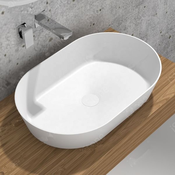 

650mm Bathroom Rectangular Countertop Wash Sink Fashionable Cloakroom Corian Vanity Wash Basin Solid Surface Resin Lavabo RS38541