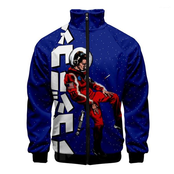 

coats fashion zipper fly male clothing mens 3d digital printed jacket logic autumn stand collar long sleeve homme, Black;brown