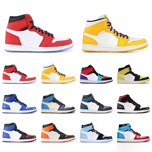 

2020 mens basketball shoes 1s gym red obsidian unc fearless first class flight phantom turbo green yellow sport sneaker trainer size 5.5-13, White;red