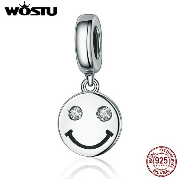 

wostu оригинал 925 стерлингового серебра улыбающееся лицо жизни шариков качают fit оригинал wst шарм подвеска ювелирных изделий браслета cqc, Blue;slivery