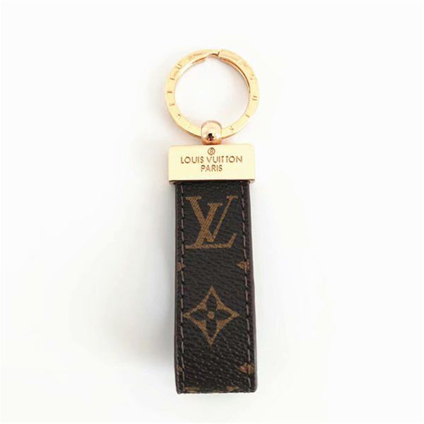 

2020 luxury keychain designer key chain real leather with stainless steel keychain keyring in golden with brown with box, Silver