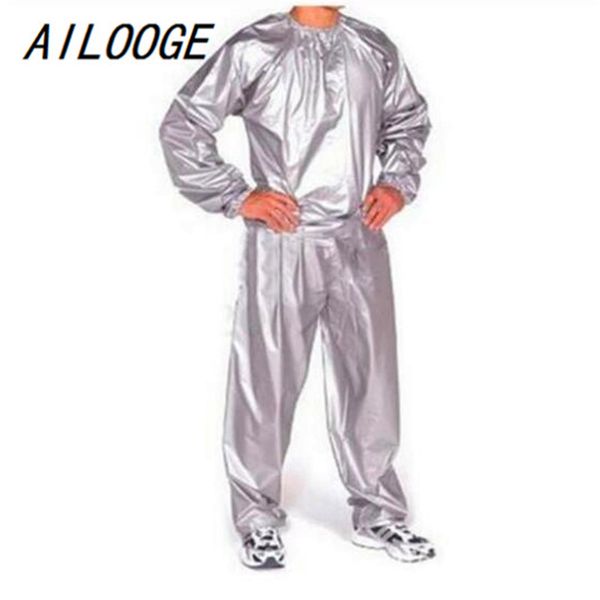 

ailooge fitness waterproof pvc sweat sauna suits heavy duty anti-rip, Gray