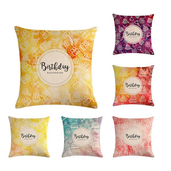 

45 * 45см день рождения письмо подушка дело потертого chic акварель подушка обложка торт фон белье декорирование поясничная подушка zy494