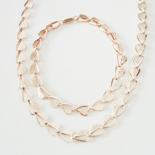 

bracelet jewelry set 6 mm wide romantic heart link women bracelet/necklace jewelry sets 585 gold color engagement office, Silver