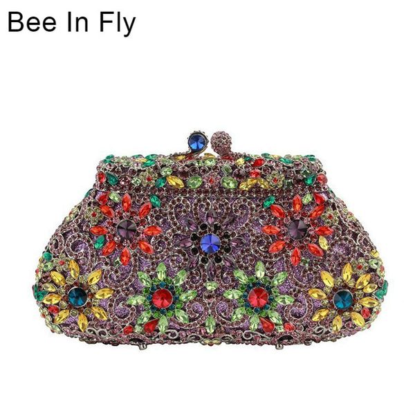 

rose flower clutch gold crystal luxury women clutch bag ladies rhinestone party bag designer crystal purse evening