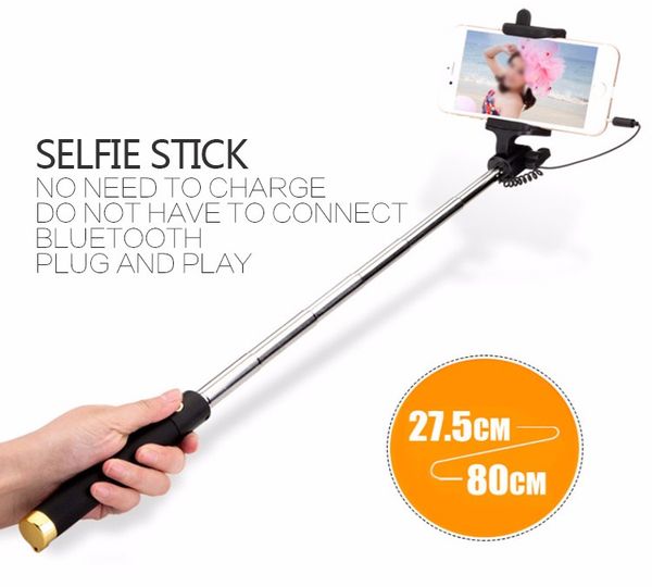 

extendable selfie stick monopod for iphone samsung android ios handheld camera fold holder mini palo selfie tripod 27.5cm-80cm