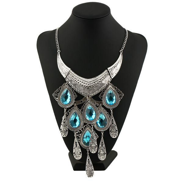 

lzhlq 2020 fashion brand boho ethnic collar choker necklace chunky vintage gypsy maxi statement necklace women jewelry, Silver