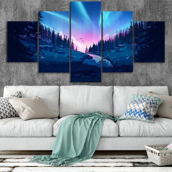 

в aurora леса холст постеры декор стена искусство рамочная 5 шт картины для гостиной hd распечаток ландшафтной картинки