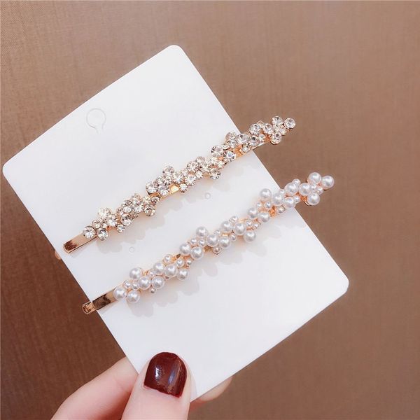 

клипы корея моды imitiation pearl волос для женщин аксессуары для волос блестящий кристалл стразы заколки металлический зажим инструменты