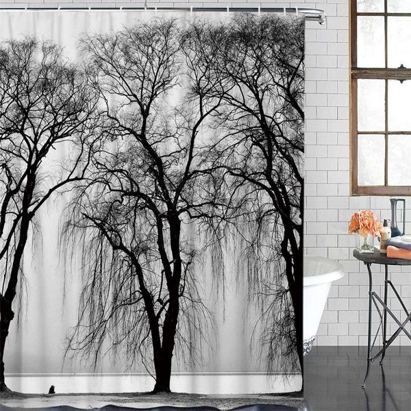 

modern curtain gray trees landscape printed bathroom shower curtain bathroom decor waterproof fabric shower