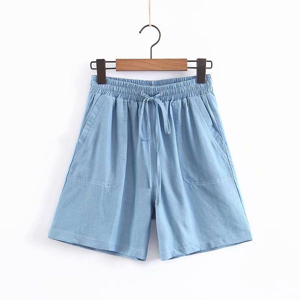 

c201-6112 japanese korean fashion summer new style tencel denim shorts washing soft pants women's a generation of fat, Blue