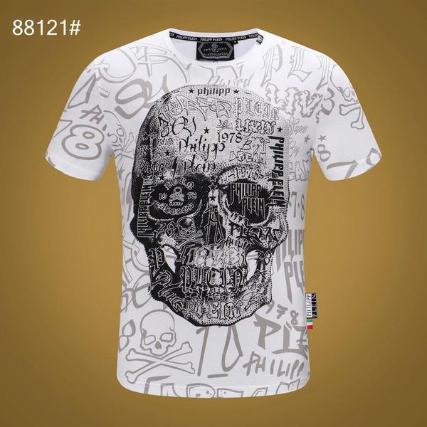 

women mens designer t shirts fashion 20ss luxury phillip plain t shirt summer homme off black white skull tee bag shoes 09, White;black