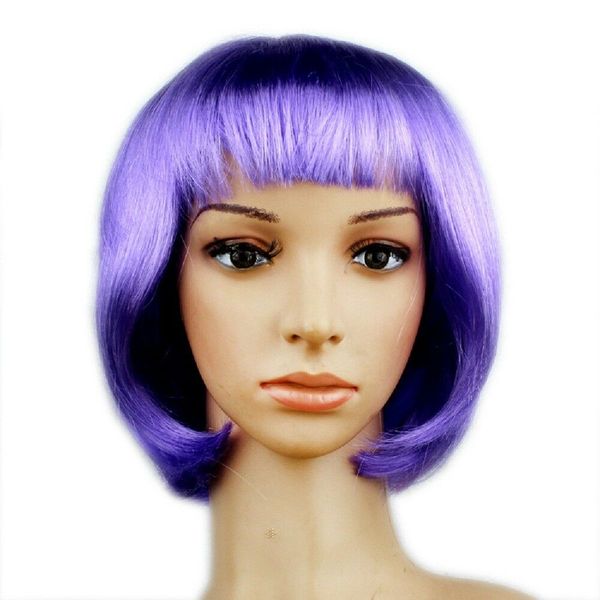 Taglia: regolabile 8 colori Seleziona colore e stile 1pc Parrucca Bob sintetica da donna Frangia corta dritta Parrucche piene di capelli Anime Cosplay Party
