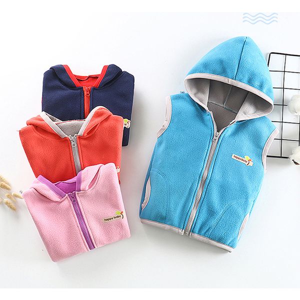 

1-12t autumn winter outerwear children sleeveless coat fleece vest gilet thicken waistcoat kids vests boys girls sports jacket, Blue