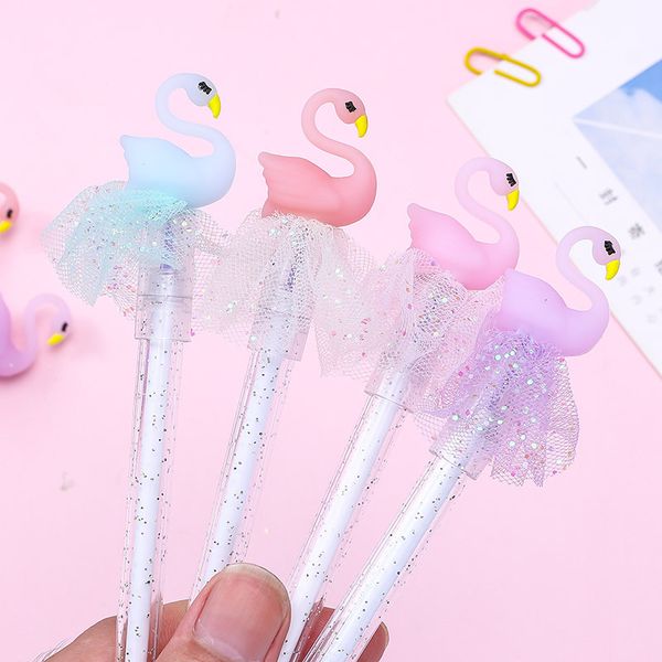 

4 pcs/lot flamingo erasable gel pen cute 0.5 mm blue ink signature pen school office writing supplies stationery