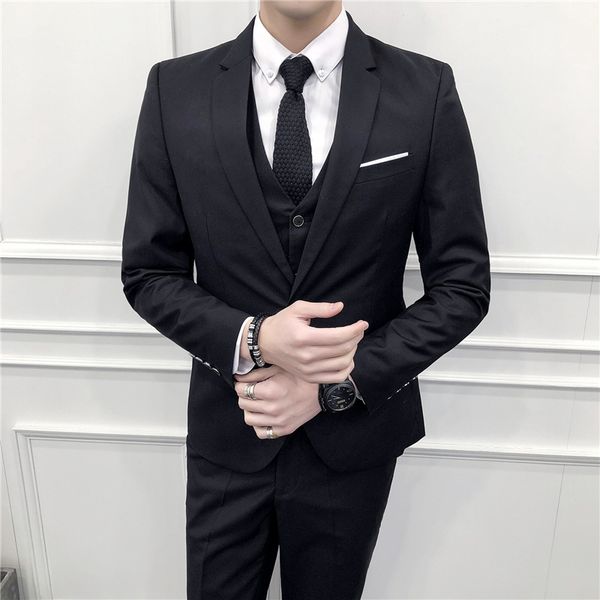 

2019 new male wedding prom suit men slim fit tuxedo men formal groom business work wear suits 3pcs set (jacket+vest+pant) 5xl, White;black