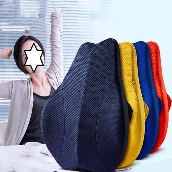 

1pc lumbar support ergonomic design air layer fabric bamboo charcoal memory foamdriving office protect lumbar spine back pillow