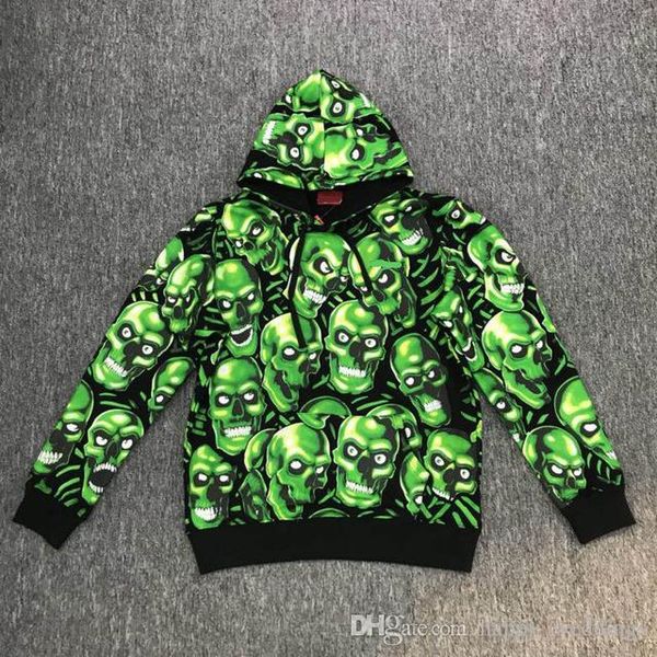 

18ss skull pile 1s:1 quality men women high street casual hoody, Black