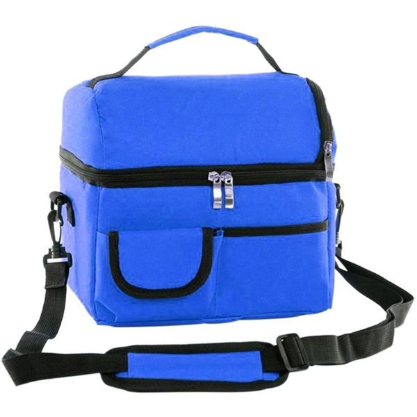 

tote office cooler reusable travel double layer fresh keeping insulated lunch bag oxford cloth picnic leakproof, Blue;pink