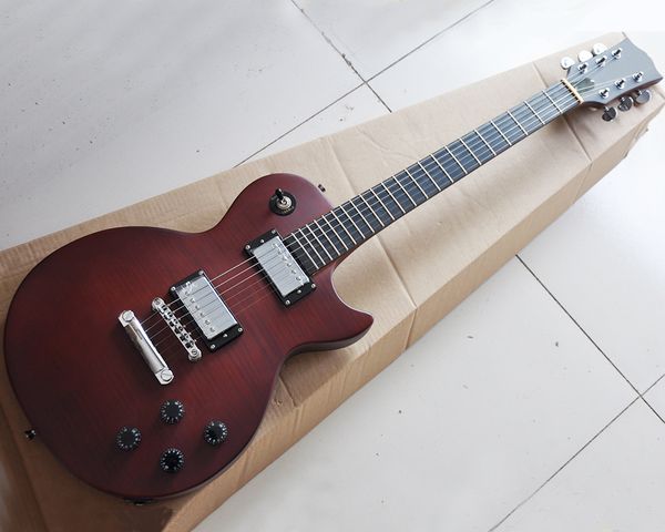 

factory wholesale red brown set-in electric guitar with flame maple veneer,rosewood fingerboard,offering customized services