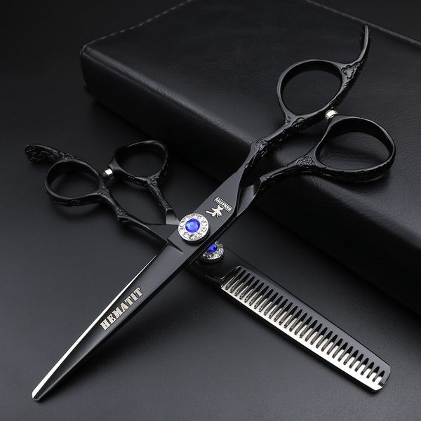 

6 inch silver black rose engraving handle salon hairdressing scissors 440c steel professional hairdressing scissors