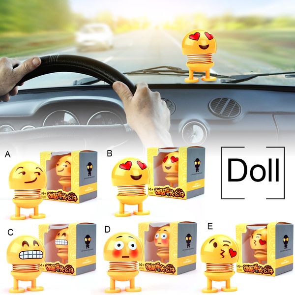 Newtop Sell Car Ornaments Spring Shaking Head Doll Expression Emoji Automobiles Decor Toys Cute Auto Interior Car Decoration Accessories Car Accessory