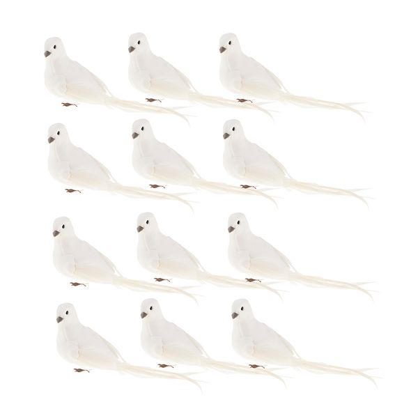 

12pcs long tail doves realistic feathered artificial animals wedding decor
