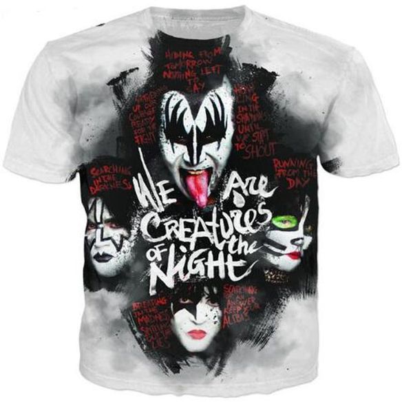 

2020 new fashion clothing rock kiss band casual t-shirt women men 3d t-shirt harajuku t shirt summer style hr039, White;black
