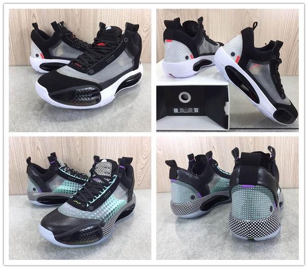 

xxxiv 34 low heritage men basketball shoes designer sports sneaker 34s black metallic silver white red orbit trainer with box