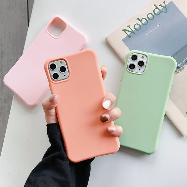 

suitable for apple 11 7p / 8p x xr xs mobile phone shell silicone non-slip solid color soft mobile phone protective shell