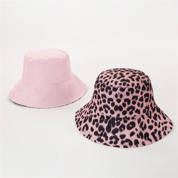 

leopard print bucket hat womens and man double-sided wearing cap multifunction adjustable fisherman's hat, Blue;gray