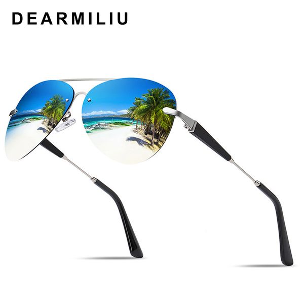 

dearmiliu brand 2019 mens polarized square sunglasse metal frame poilot sun glasses fashion women glasses mirror shades men, White;black