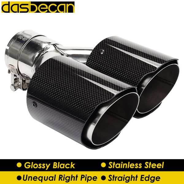 

desbecan dual unequal right exhaust muffler tip valve stright edge glossy stainless y model for akrapovic ap36kr