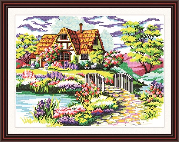 Dream house garden home decor pintura, Handmade Cross Stitch Bordado conjuntos de costura contados impressão sobre tela DMC 14CT / 11CT