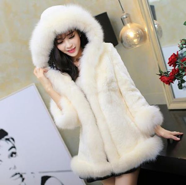 

furry 2019 winter women's faux fur jacket artificial fur overcoat furry coat femme plus size fake outwear z155, Black