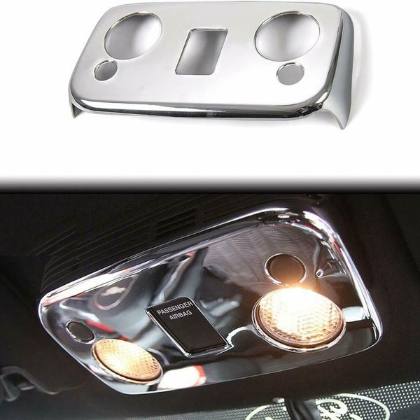 

dhbh-car roof reading lamp light cover trim chrome for mustang 2015-2019