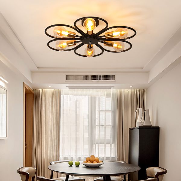 2019 Vintage Industrial Rustic Flush Mount Ceiling Light Metal