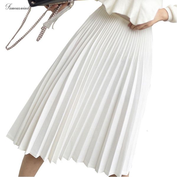 

2019 весна женщины плиссированные юбки элегантный высокой талией белый длинные женщины дамы высокого качества женщины midi юбка весна женщин, Black