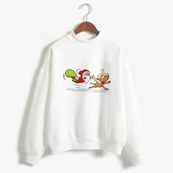 

women sweatshirt hoodies christmas festival trendy casual santa claus print blouse pullover jumper autumn winter sweatshirt, Black