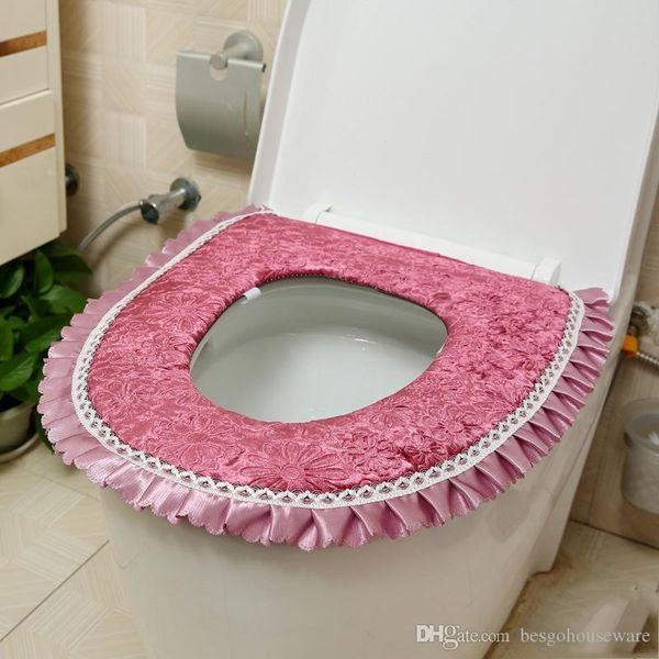 Sciacquone rilievi della sede a forma di O confortevole igienici spessi Warmer morbida impermeabile Toilet Seat Cuscino bagno Pedestal Pan Pads BH321